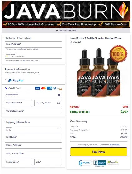 Java Burn order page